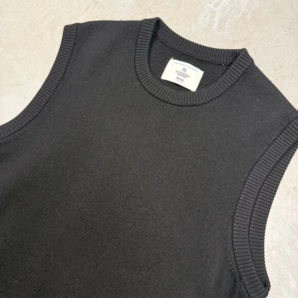 Reigning Champ 100% Wool Sweater Vest Crewneck Knit Black Medium - Picture 2 of 6